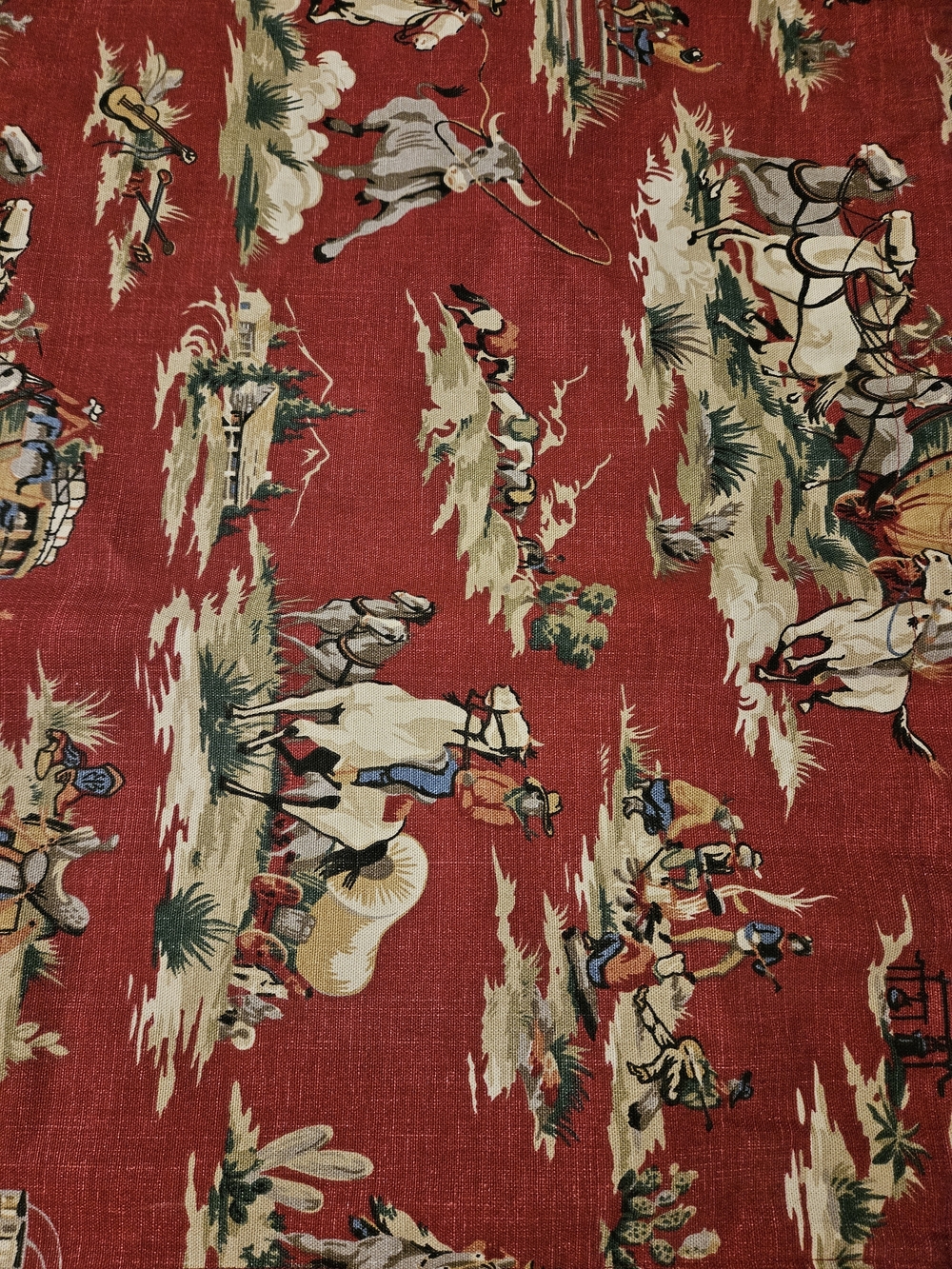 Cowboy Western Print Window Valance with Fringe